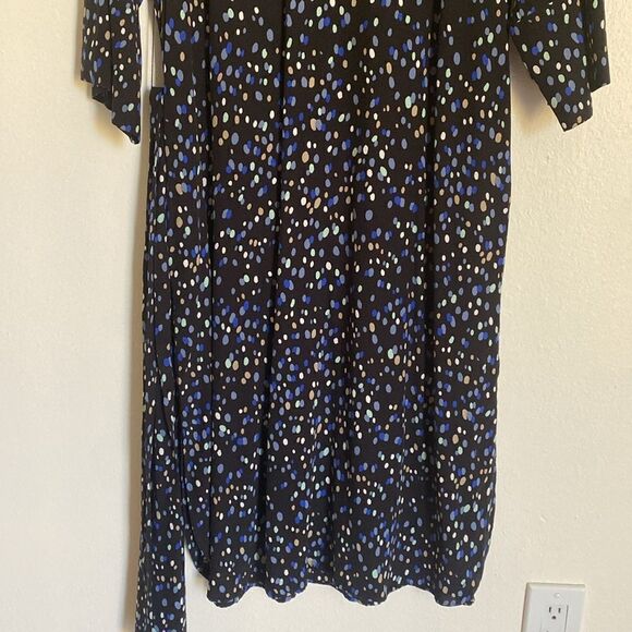 & Other Stories Navy Midi Dress w/ Multicolor Polka Dots and Wrap Waist Size 8 - Picture 5 of 14